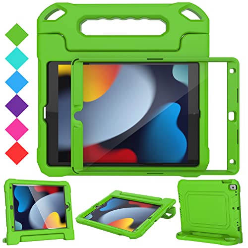 SUPLIK Kids Case for iPad 9th/8th/7th Generation -10.2 inch 2021/2020/2019, Built with Screen Protector, Durable Shockproof Handle Stand Cover for Apple iPad Gen 9/8/7, Green