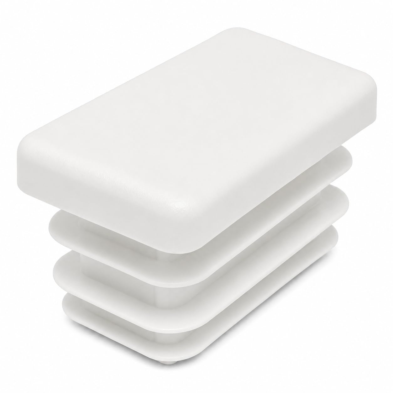(Pack of 10) Rectangular Plastic Plugs 19/32" x 1-3/16" (15 x 30 mm), Matt Tube Inserts, Fence Post Caps, Pure White RAL 9010