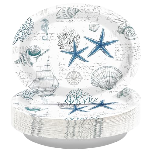 50Pcs Ocean Oval Paper Plates 10 50Pcs Ocean Oval Paper Plates 10