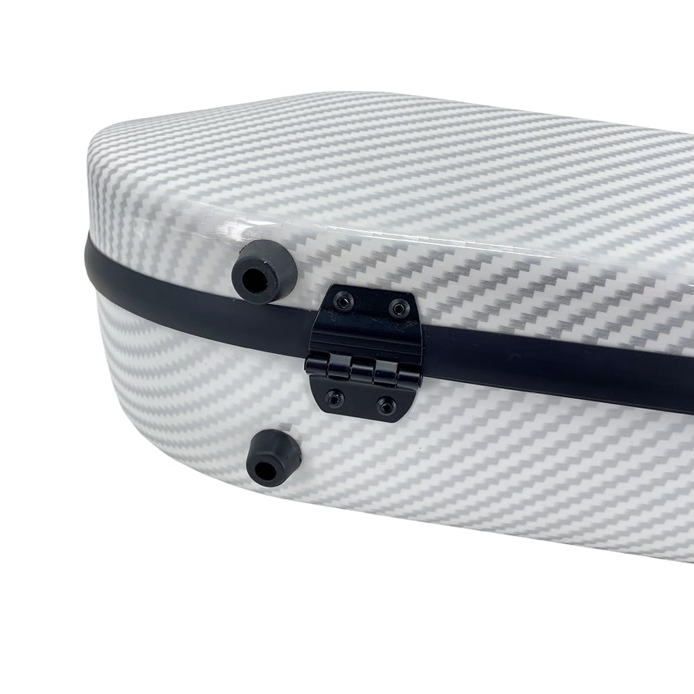 Estuche de violín compuesto de carbono 4/4, carcasa rígida de viaje, acolchado de suspensión, correas de mochila, construcción ultraligera, protección, impermeable, duradero (blanco)