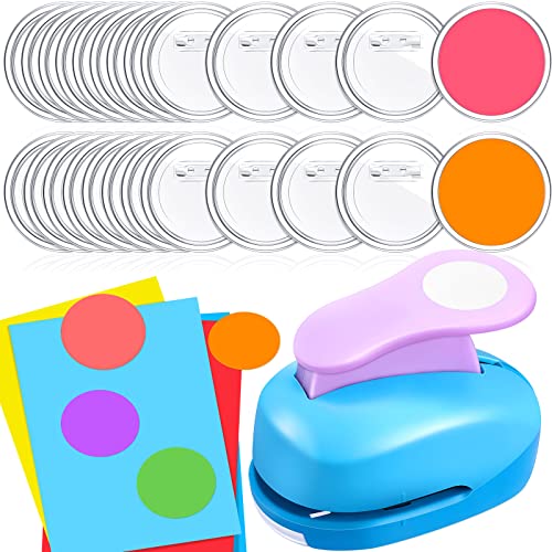 26 Pieces Button Badge Craft Paper Round Punch Clear Set Circle Punch Circle Cutter DIY Paper Punches for Crafting Hole Puncher Blank Button Pin Badges Picture Craft Buttons Plastic Photo Buttons