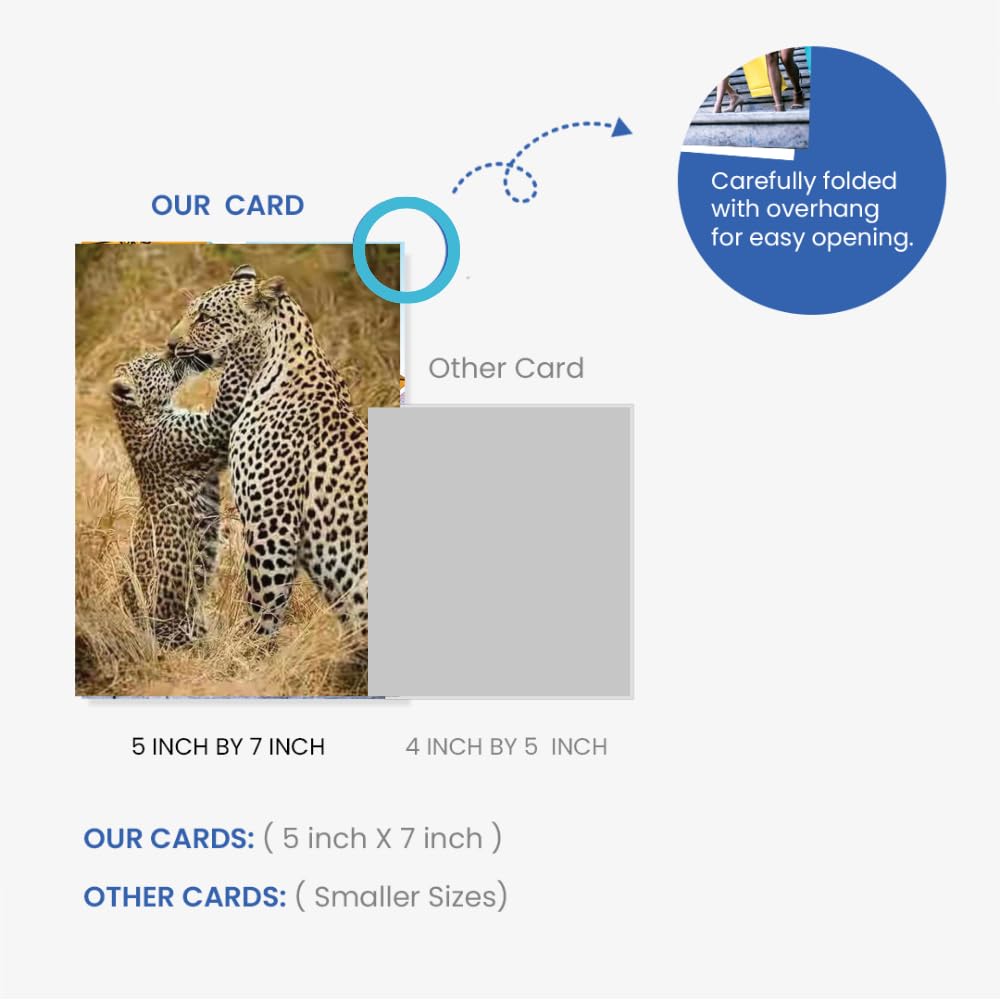 Tarjeta de felicitación con temática de naturaleza animal, tamaño más grande con imagen trasera e interior en blanco, tarjeta única para el día de la madre para colecciones de amantes de