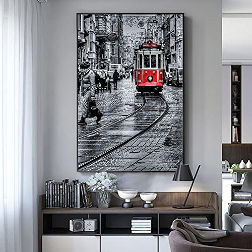 Amazon.co.jp: 絵画 インテリアキャンバスの絵画インテリア通りの赤い