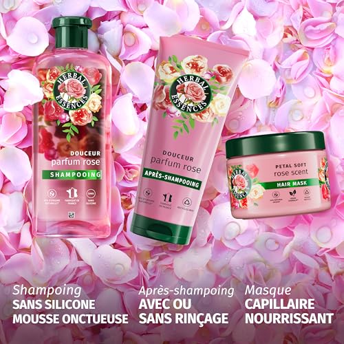Herbal Essences Shampooing Douceur Parfum Rose 650ml Pour Cheveux Secs Soyeux Et Nourris, Avec Essence De Rose Et Ingrédients D’Origine Naturelle, Sans Silicone, Vegan Et Sans Cruauté – vue 4