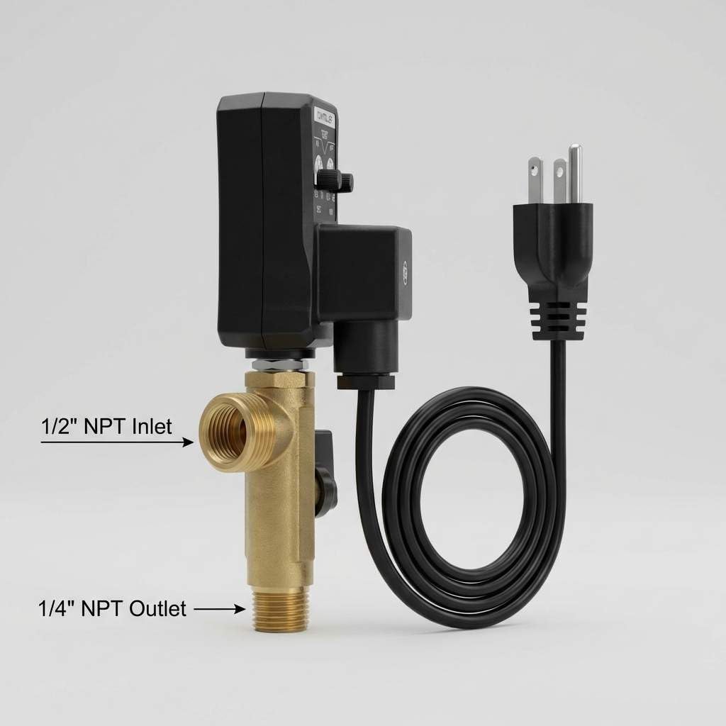 qwork automatic timed condensate drain valve 1/2" npt inlet 1/4" outlet – programmable electric air drain for compressor tanks, dryers & filters split set