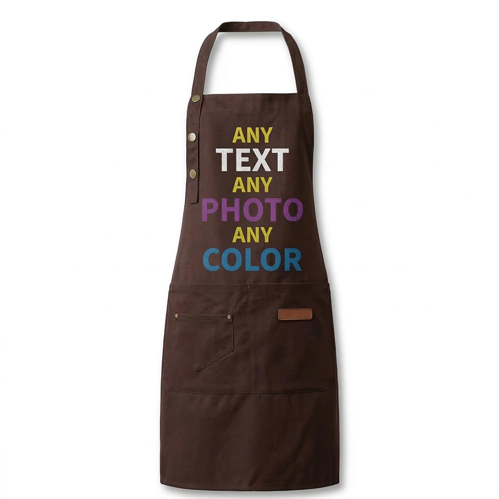 Personalised Aprons For Women Men,Custom Apron,Customised Masterchef Apron With Pockets,Waterproof,Printed Photo And Text