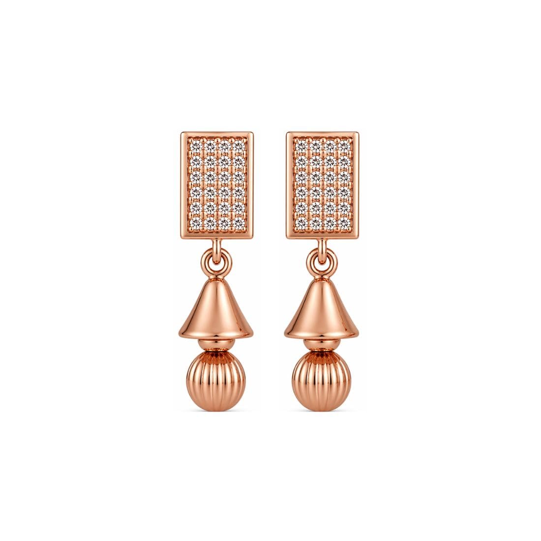 Nilu’s Collection Rose Gold Round Floral Jhumki Drop Earrings for Women |Anti-Tarnish | Anti-Allergy| Traditional Jhumki