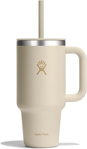 Miniatura 55 de Hydro Flask - Vaso de viaje con asa, tapa y pajilla, acero inoxidable térmico, 32 onzas, color azul