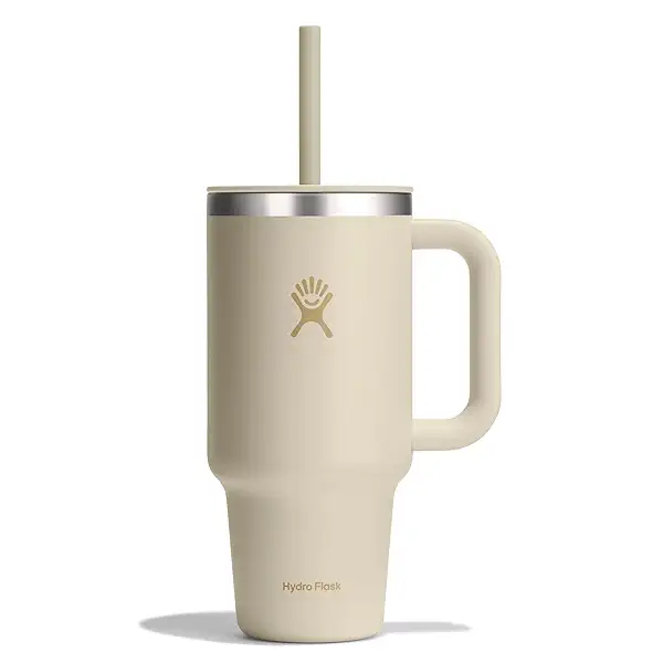 Hydro Flask Travel Tumbler with Handle, Lid and Straw - Insulated Stainless Steel in 32 Oz Coconut Cream 1
