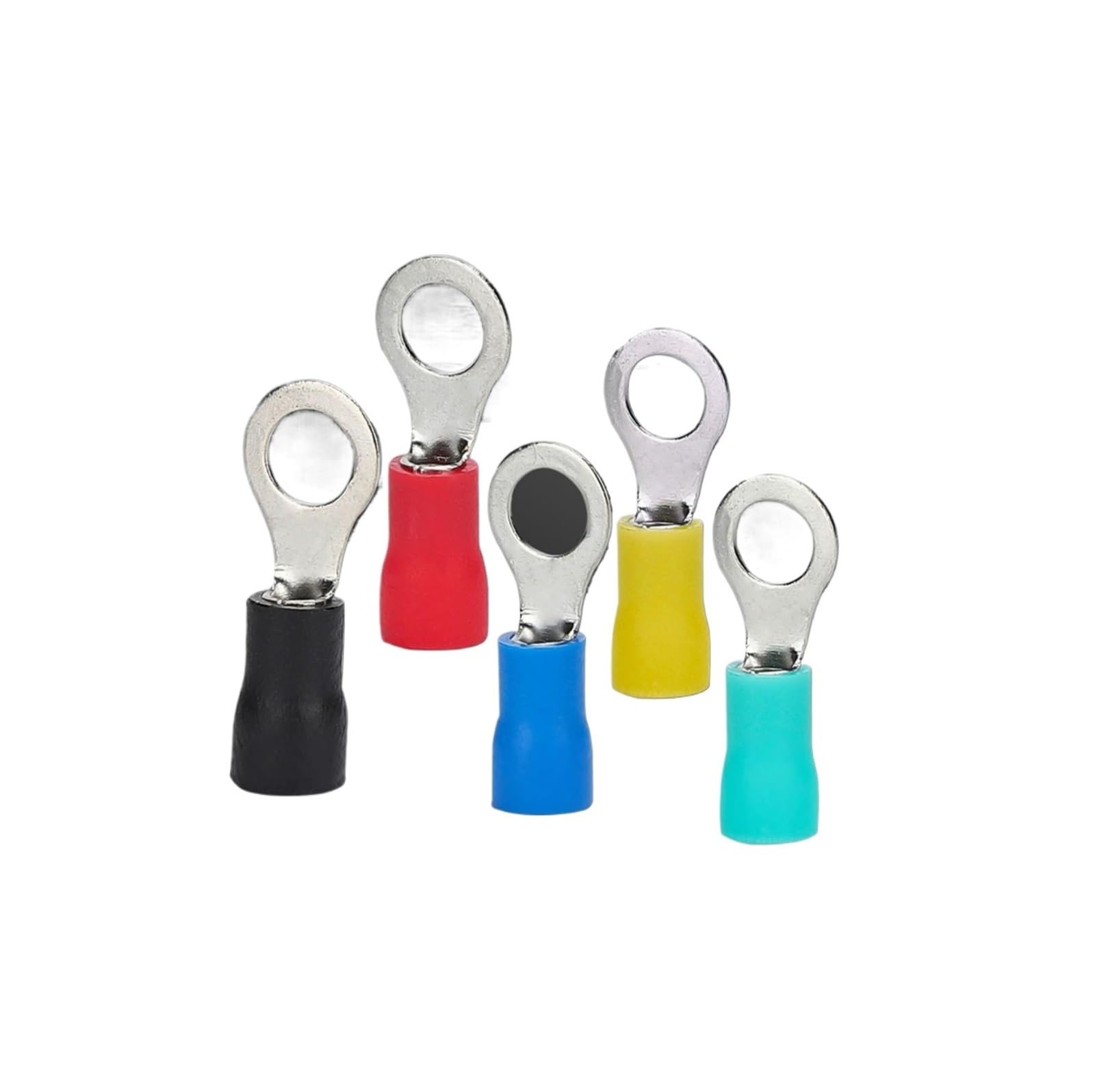 Baynopurin Rv1.25-6 (100Pcs) Round Insulated Crimp Terminals Rv1.25 2 3.5 4 6 8 Brass O Type Round Insulated Cold Press Ring Crimp Cable Lug Wire Connector(Rv1.25-6 (100Pcs))