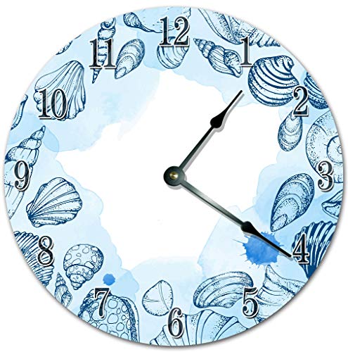 Reloj de pared artístico de conchas marinas azul 10.5 pulgadas miniatura 1