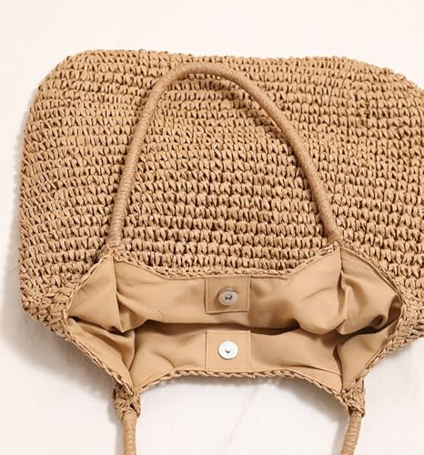 Molodo Large Capacity Hand - Woven Straw Tote Bag Magnetic Closure Single - Shoulder Beach Handbag for Daily2