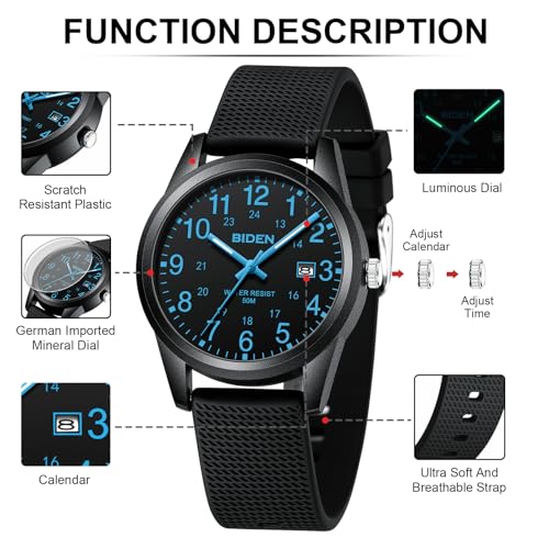 Image of LN LENQIN Mens Watches Analog Quartz Sports Unisex 30M Waterproof Nurse Watch for Men Women Medical Professionals Military Time with Second Hand Glowing Easy to Read Dial