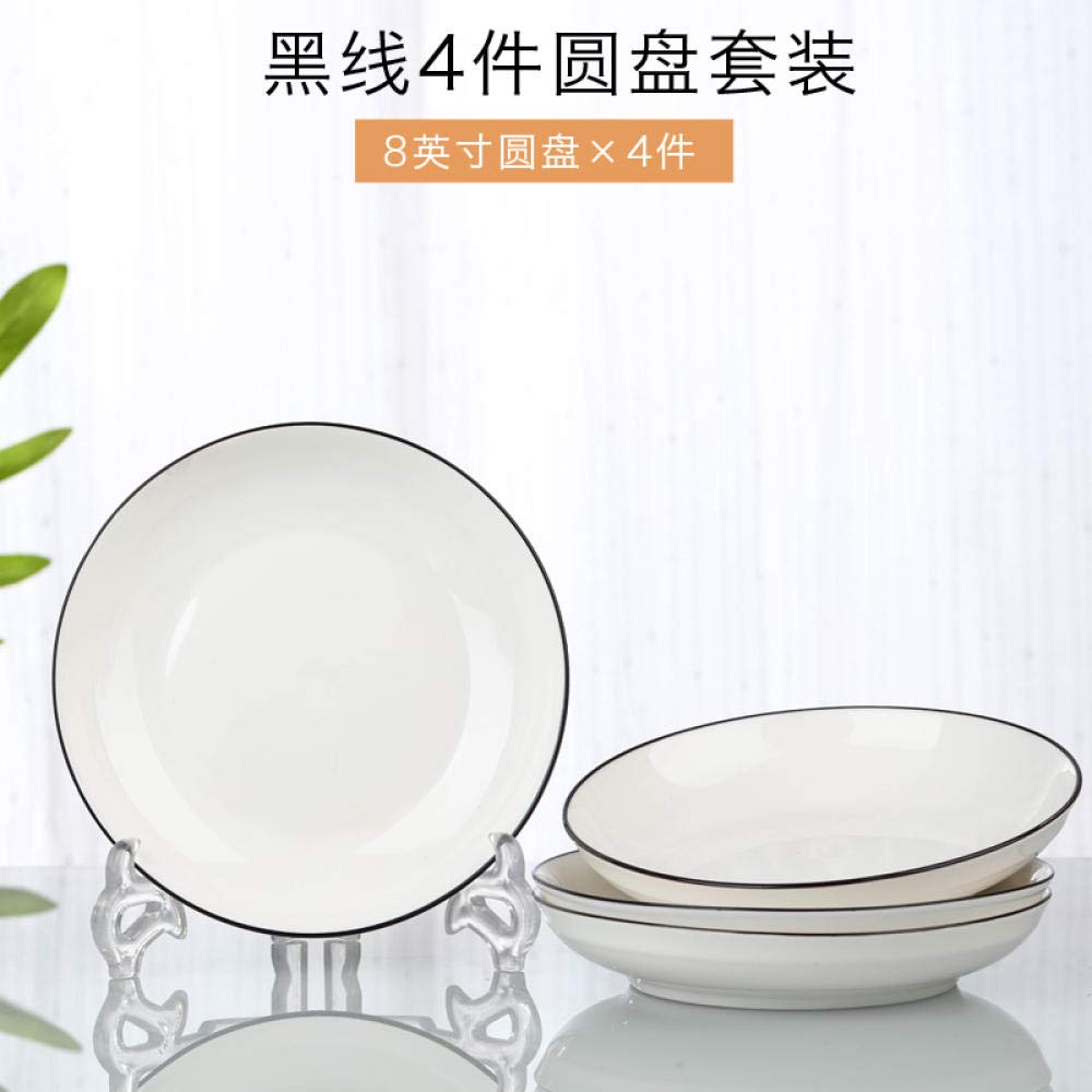 Japoński styl 6-częściowy zestaw głębokich talerzy ceramicznych – nordycka minimalistyczna zastawa stołowa 19 cm małe świeże naczynia z czarną linią do domowej jadalni