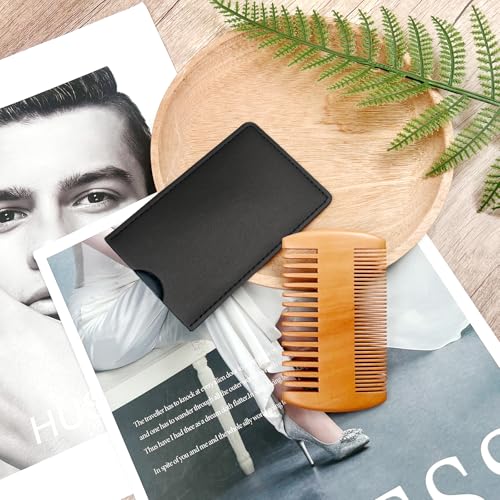 Peine para barba de madera de durazno con estuche miniatura 7