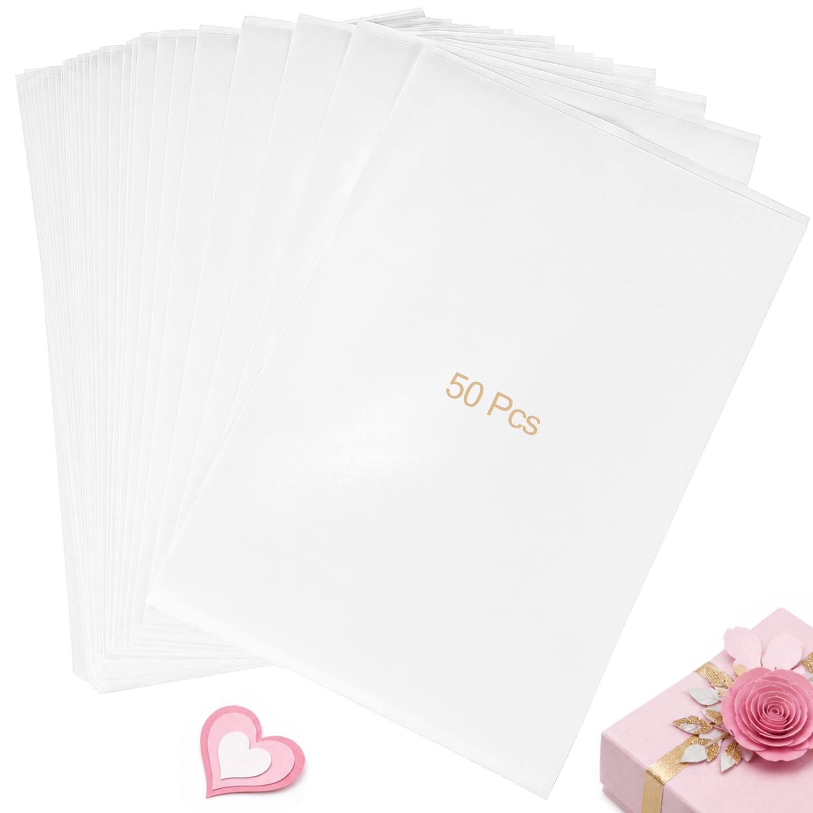 50 Pcs A4 Double Sided Adhesive Sheets for Craft Making, 8.3 x 11.6 in