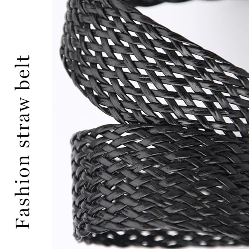 Straw Woven Belts for Women Braided Belt Women Ladies Boho Belt Summer Beach Dress Belt with Round Wooden Buckle3