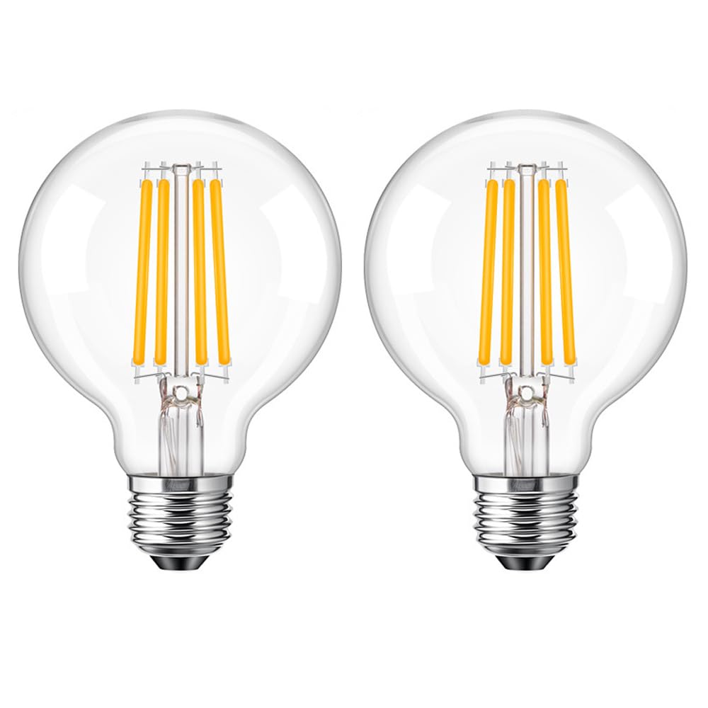Jiotouhu 4W G80 (80mm) E27 LED Filament Glass Globe Warm White 2700K, 40 Watt Incandescent Bulb Equivalent, Retro Edison Decorative Bulbs, AC 220-240V, Non-dimmable, Pack of 2 โ image 1