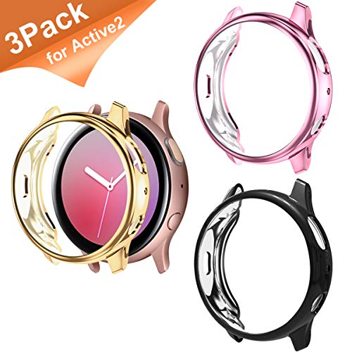Zaroto Zaroto Case Compatible For Samsung Galaxy Watch Active 2 Case 40mm 3 Pack Full Cover Screen Protector Soft Thin Tpu Anti Scratch Smartwatch Case For Galaxy Active 2 Watch 40mm Black Rose Pink Gold