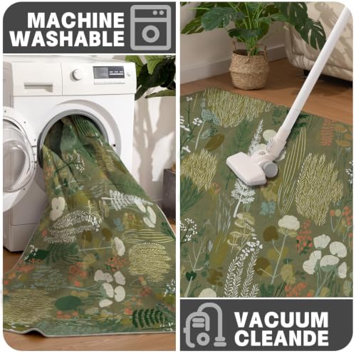 Tapis lavable en machine 120cm vert olive antidérapant - 8