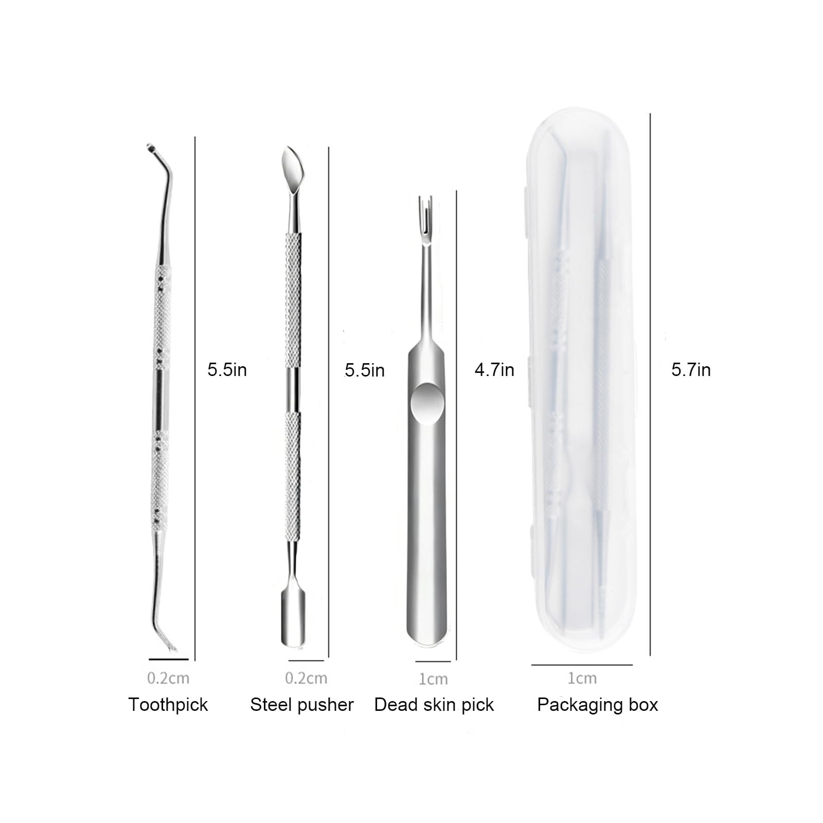 3pcs Ingrown Toe Nail Remover with Storage Case Stainless Steel Double Ended Ingrown Toenail Tools Callus Remover at-Home — view 2