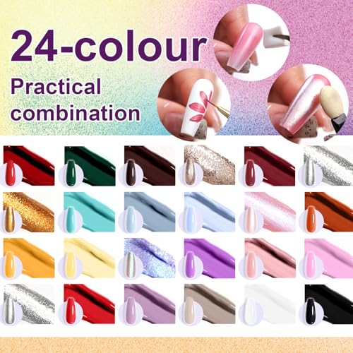 U-Shinein Żel do malowania gradientowego, 24 kolory ombre lakier do paznokci żel do paznokci ombre aura, francuski manicure DIY Nail Art, paleta C