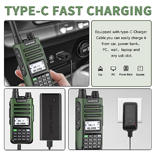 BAOFENG GMRS Radio Handheld Long Range GM-15 Pro 8W Walkie Talkie with Earpiece NOAA Weather Receiver Rechargeable GMRS Repeater Two Way Radio with USB-C Charger for Hunting Survival Gear,2Pack - Image 5