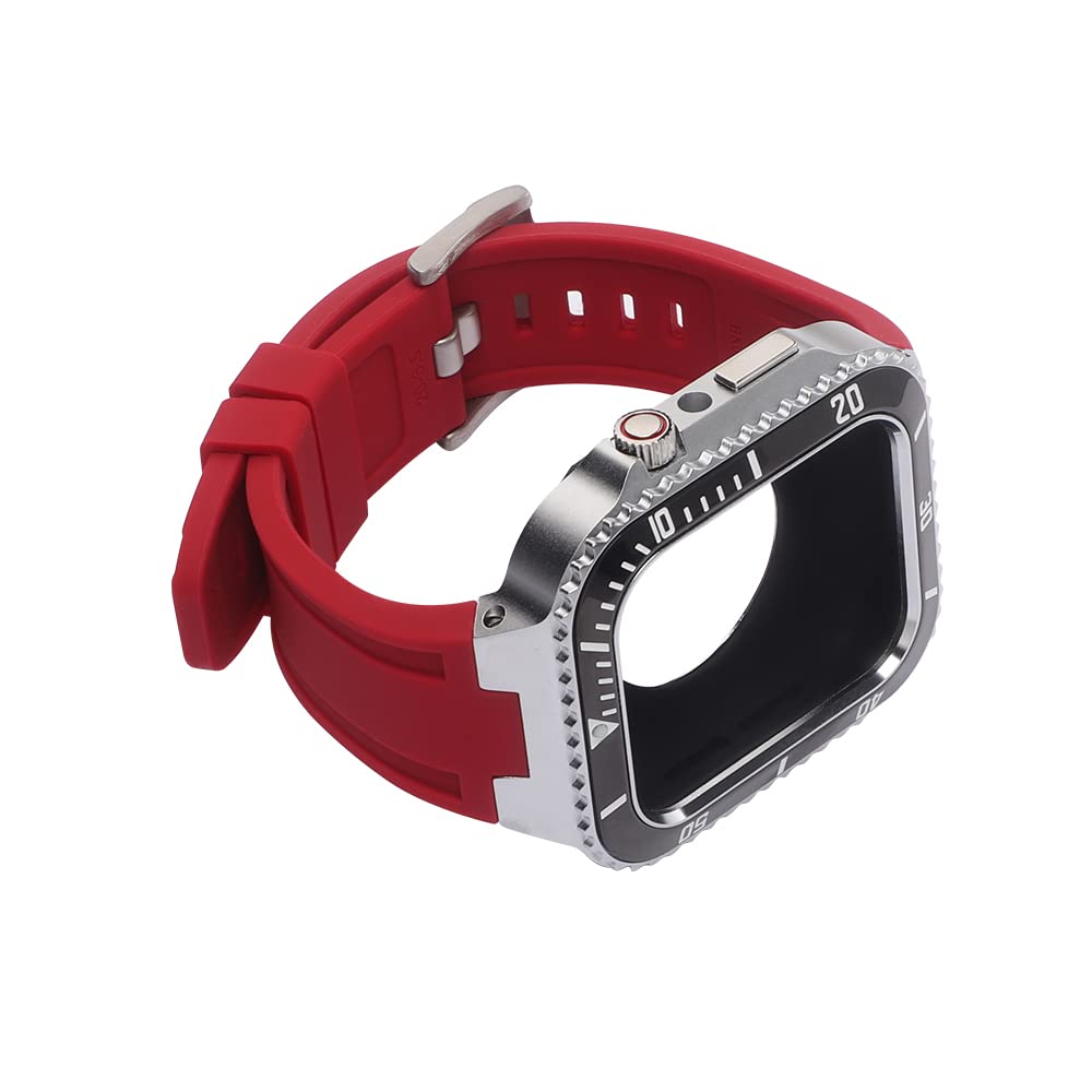 FFHAO Modification Mod Kit for Apple Watch Serie 8 7 45mm 44mm Silicone Strap Rubber Bracelet Wristband For Iwatch Series Accessories