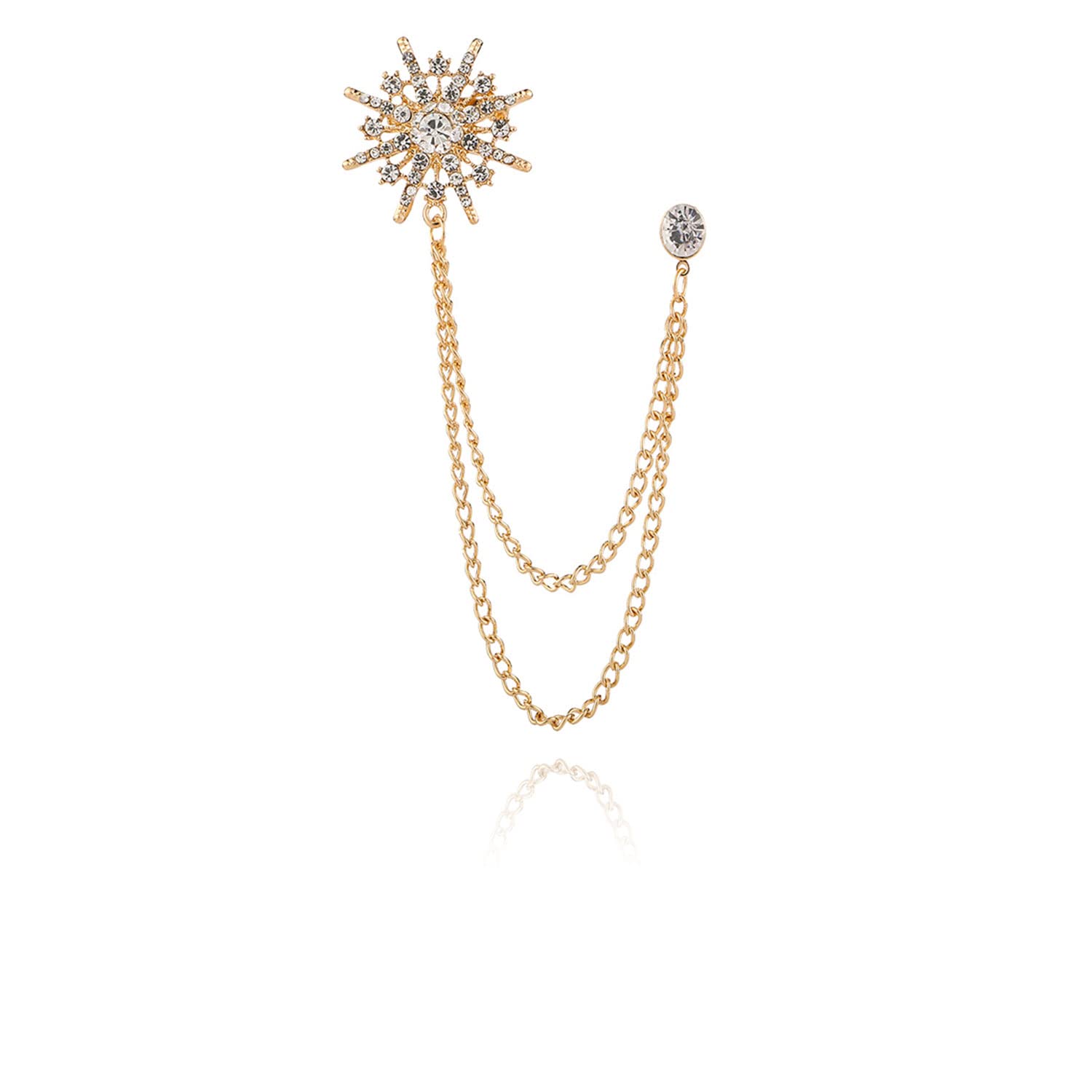 Collar Chain Pin for Men and Women - Hanging Tassel Brooch Lapel Pin for Business Suits - Bar Pin With Long Chain - Gifts