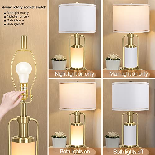 Hamucd Gold Table Lamps With 2 Usb Charging Ports For Living Rooms Set Of 2 Modern Bedrooms Bedside Lamps With Led Lantern Nightlight Contemporary Lamps For Nighstand Entryway End Table #TOP2