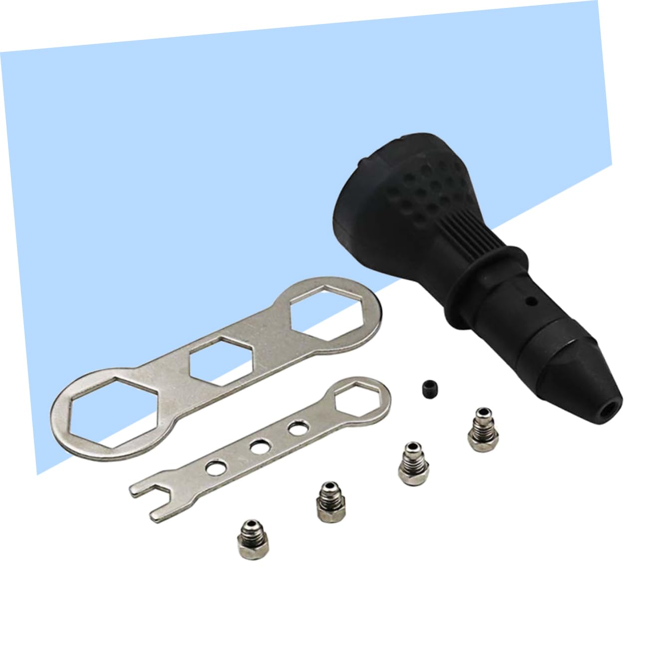 NUOBESTY Adattatore per Trapano Rivettatrice Elettrica Nero in Metallo Testa Filettata, Design Compatto e Ergonomia, Kit da 3 Pezzi per Rivettatura Veloce e Precisa