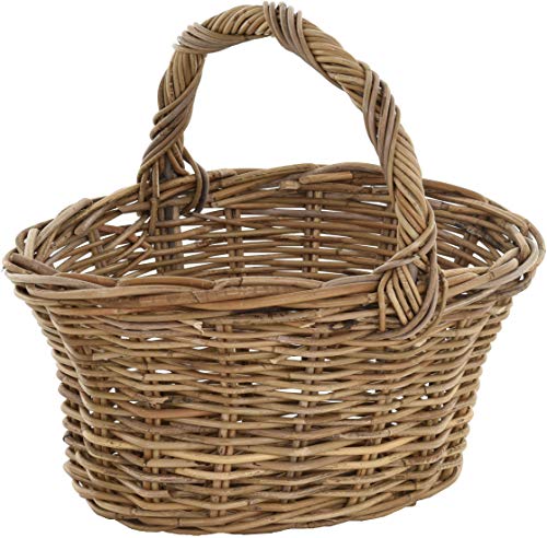 Dekokorb Rattankorb Dekoration Blumenkorb Einkaufskorb Obst Korb Präsentkorb (Grau Natur, Klein) Cover
