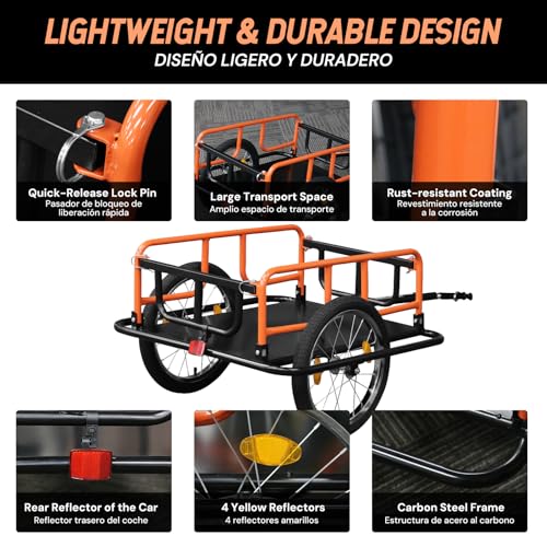 SEKAM Bike Cargo Trailer, 198 lbs Load Capacity, Foldable
