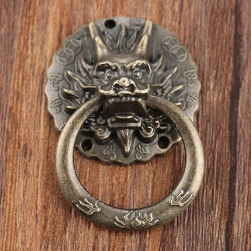 Poignée bouton de meuble dragon style ancien lot de 2 ferrures 32x47 mm pour tiroir armoire