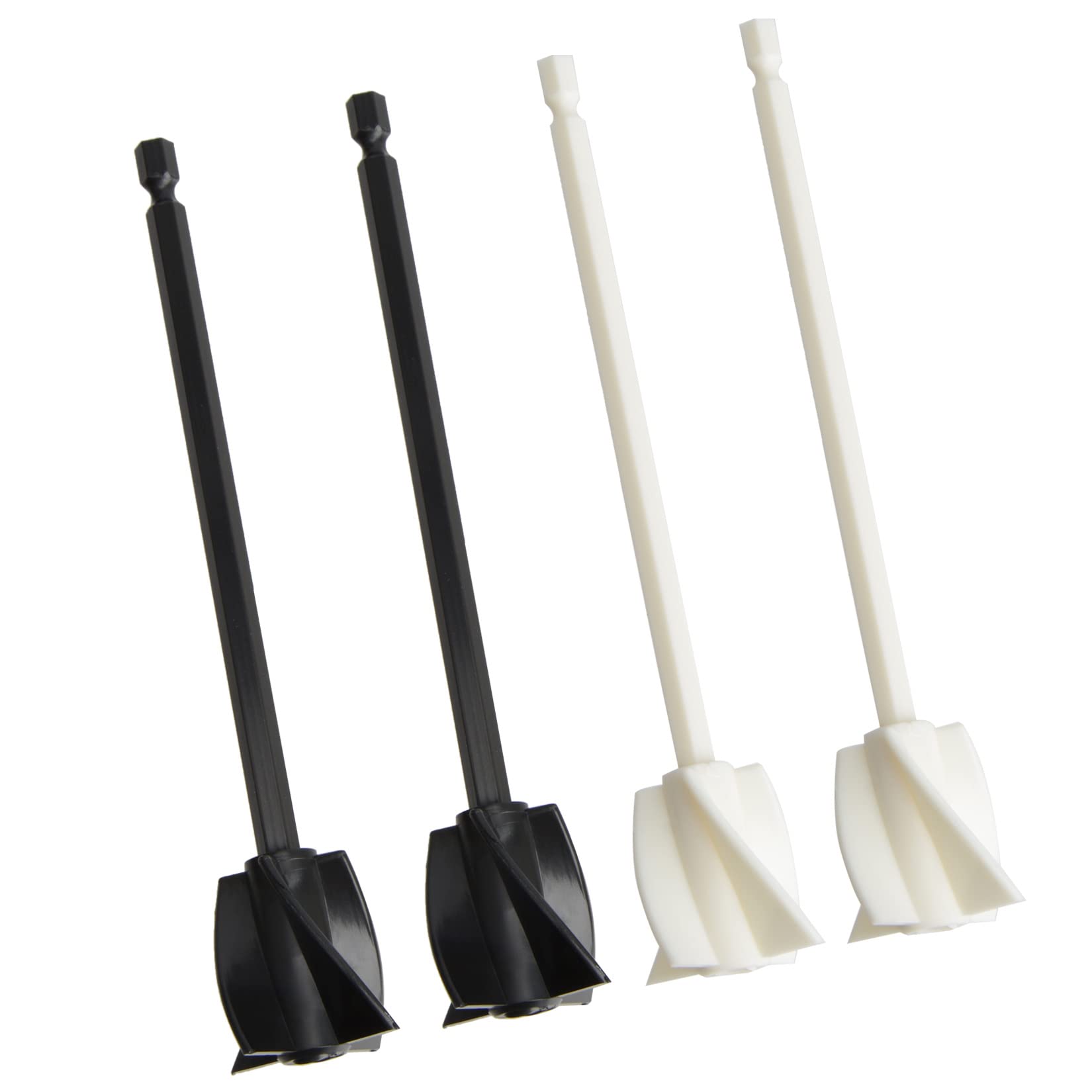 Set of 4 Epoxy Mixer Attachment,Toolzia Reusable Plastic Paint Mixer Paddle Mixer for Mixing Epoxy Resin Oil Paints and Latex for Any 1/4" Drill (Black, White)