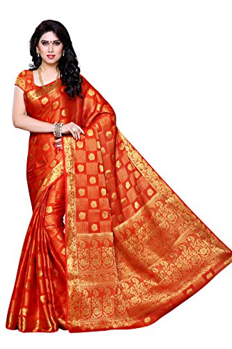 Mimosa Chiffon Silk Saree Kanjivaram Style With Blouse Color:orange (3302-221-Orng) #TOP2