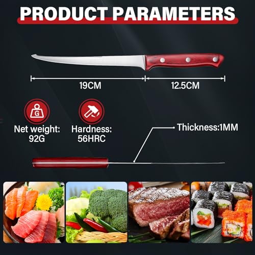 TAN REN Coltello per Sfilettare Pesce, 19.0 CM Coltello da Disosso Professionale in Acciaio Inossidabile, Bordo Disossare Pesce e Carne, Coltelli da Cucina Professionali e Domestica,Ristoranti - immagine 3