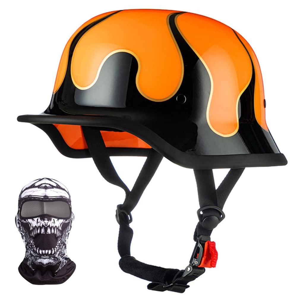 Xyyym Men's A Vintage German Motorcycle Half Helmet, Retro Open Face Helmets Dot/Ece Pproved, Dult Wo Cap With Djustable Quick Release Buckle, For Bicycle Cruiser Scooter, 57~64Cm