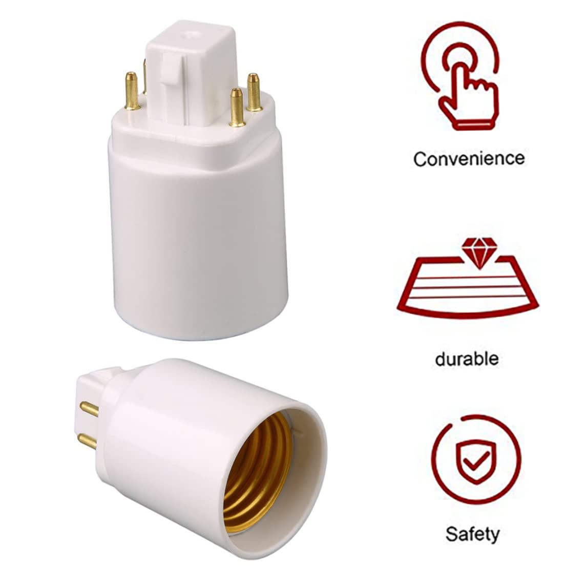 1PC LED Light Lamp Adapter GX24Q to E27 Socket Converter Lamp Bulb Holder Adapter 4 Pin