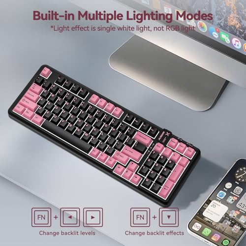 Image of AUSDOM 98Pro Wireless Mechanical Keyboard, Tri-Mode BT /2.4GHz /USB-C Hot Swappable Custom Gaming Keyboard with Backlit, Gasket Structure, Linear Switches for Windows /Mac /PC (Clicky Sound)