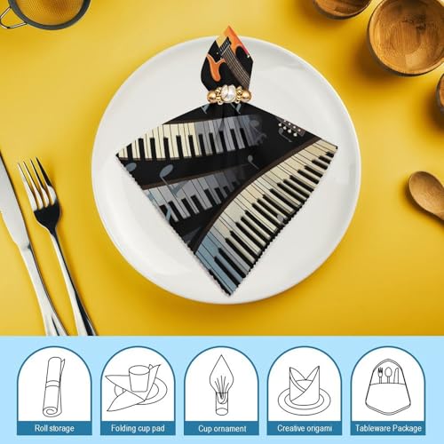 Servilletas de tela estampado piano guitarra 4 unidades miniatura 7