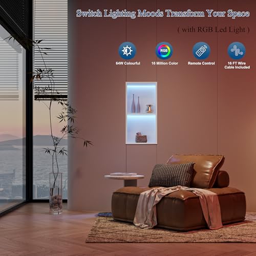 Douche murale acier inoxydable blanche 60x30 cm à éclairage LED