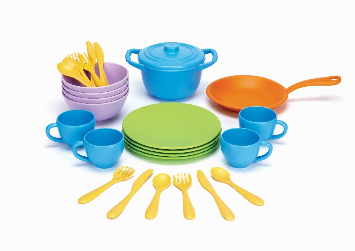 Green Toys, Koch- und Geschirrset für Kinderküche Spielküche, Rollenspiel, nachhaltiges Küchenspielzeug für Kinder ab 24 Monaten, 27-teilig