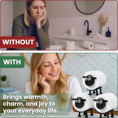 Sheep Toilet Paper 3 Pieces Toilet Paper Bathroom Decor Holder Stand Storage Black Sheep roll Holder Free Standing Standing Free Stuff Accessories Housewarming Gifts new Home by GCASA - Used condition - Image 4