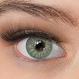 Kontaktlinsen farbig ohne Stärke grün | farbige grüne Jahreslinsen | weiche Linsen | 2 Stück Farblinsen + Linsenbehälter | 0.0 Dioptrien | natürliche Farben | Charmiga Caribbean Green