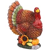 winemana Thanksgiving Turkey Decorations Indoor, Resin Turkey Figurines Table Decor with Pumpkins Corn Fall Harvest Autumn Gifts Decoration for Home Office Shelf