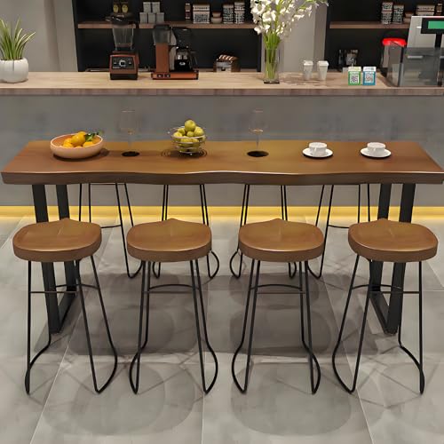 robwibw Bar Height Pub Table, Rectangle Bar Bistro Long Counter Height High Top Dining Table Rustic Breakfast Desk for Coffee Kitchen Restaurant (Walnut 55