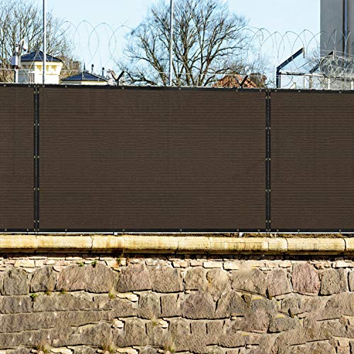 Windscreen4less Heavy Duty Sichtschutz Zaun in Farbe Braun mit Schwarz Streifen 6 'x 50' Tüllen Messing W/3-Jahre Garantie 140 GSM (Benutzerdefiniert Größen erhältlich) 6' x 50' – Bild 7