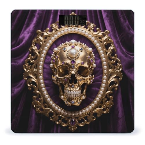 Báscula digital de baño con calavera metálica y pantalla LCD miniatura 1