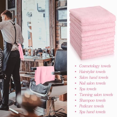 Image of Shimeyao 40 Pack Bleach Proof Towels Microfiber Absorbent Resistant Hair Hand Towels Bulk Quick Dry for Barber Gym Bath Spa Shaving (Dark Pink,16 x 29 Inch)